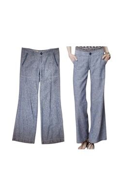 Anthropologie Pilcro Blue Linen blend Wide-Leg Pants Size 2